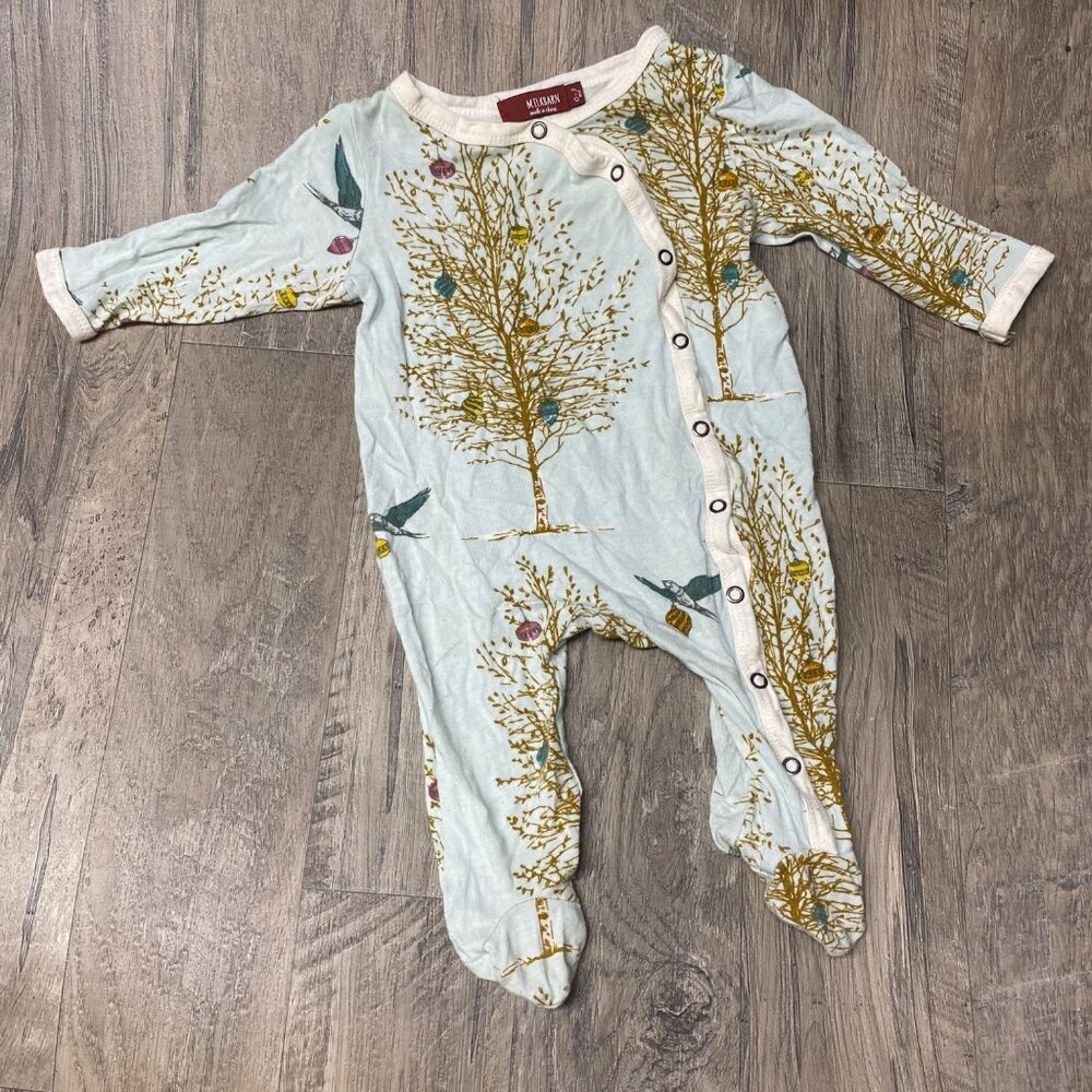 Milk Barn one piece baby romper footed snap Christmas ornament holiday 0-3 girl‎